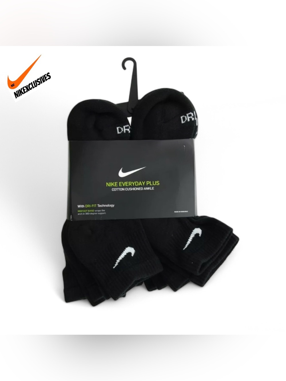 Nike dri-fit Everyday PLUS cotton cushioned ankle socks quarter cut black